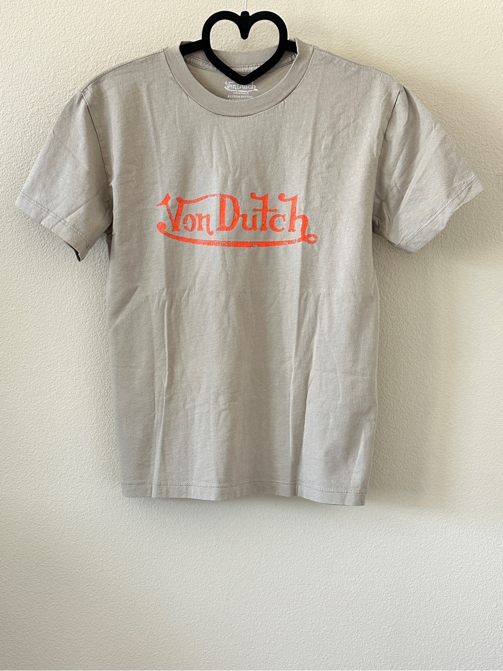 Von Dutch NWOT Taupe Orange Graphic Retro Short Sleeve Cotton Tee Size M